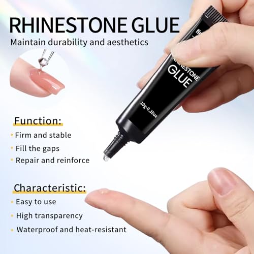 Finger Secret Nail Glue and Rhinestone Gel 2-Pack 3D Sculpting Clear UV