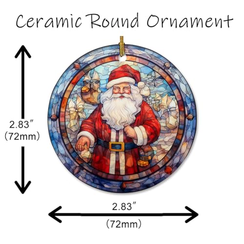 Santa Claus Ceramic Christmas Ornament - Double-Sided Stained Glass
