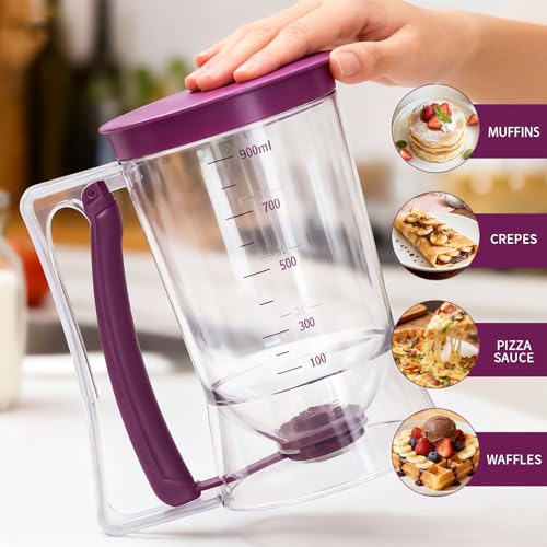 YOUOIVIA Pancake Batter Dispenser with Squeeze Handle - 4 Cup Capacity