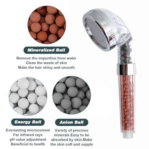 HekouJiub Mineral Shower Filter Beads 4-Pack, Softens Hard Water, Purifies Water