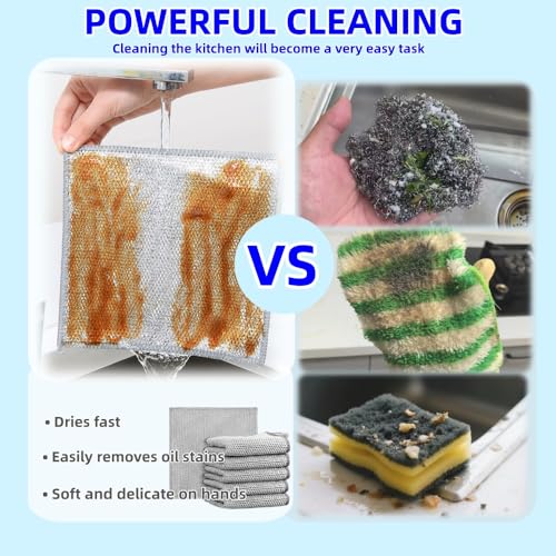 Durable Non-Scratch Wire Dishcloths - 6PCS Multipurpose Kitchen Scrubber