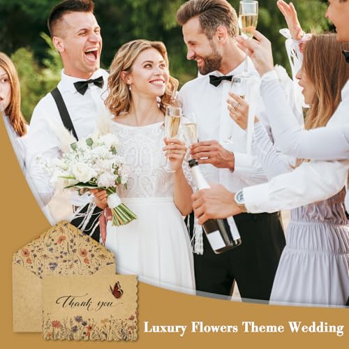 AZAZA Floral Thank You Cards with Envelopes - 24 Pack