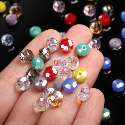 415pcs Mixed Crystal Glass Beads for DIY Jewelry Making - 2mm to 8mm