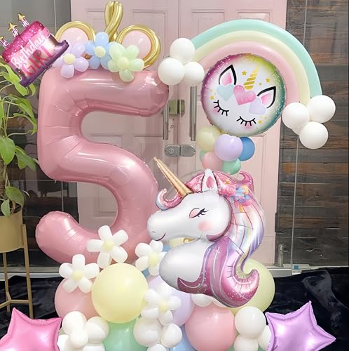 Pink Purple Unicorn Balloon Set - 5pcs Unicorn Party Decorations for Birthday