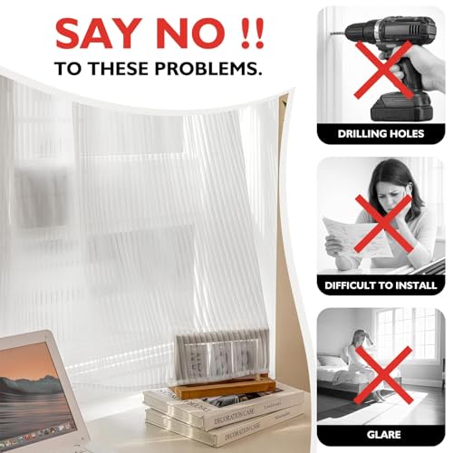 Jilron Sheer Curtains - White 27" x 41" Self-Adhesive Light Filtering