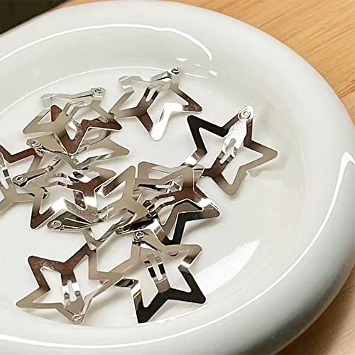 Silver Star Hair Clips 10 Pack Metal Barrettes Y2K Hair Accessories