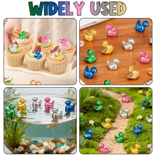 100 Mini Resin Ducks - Vibrant Electroplated Figurines for Decor