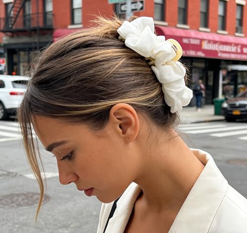 CUTEZING Silky Satin Hair Bow Claw Clip with Tassels Large White Hair Bow