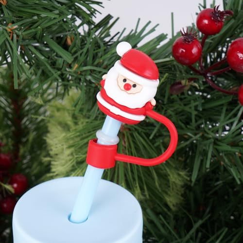 Christmas Silicone Straw Covers for Stanley 30/40 Oz Cups - 4 Pcs