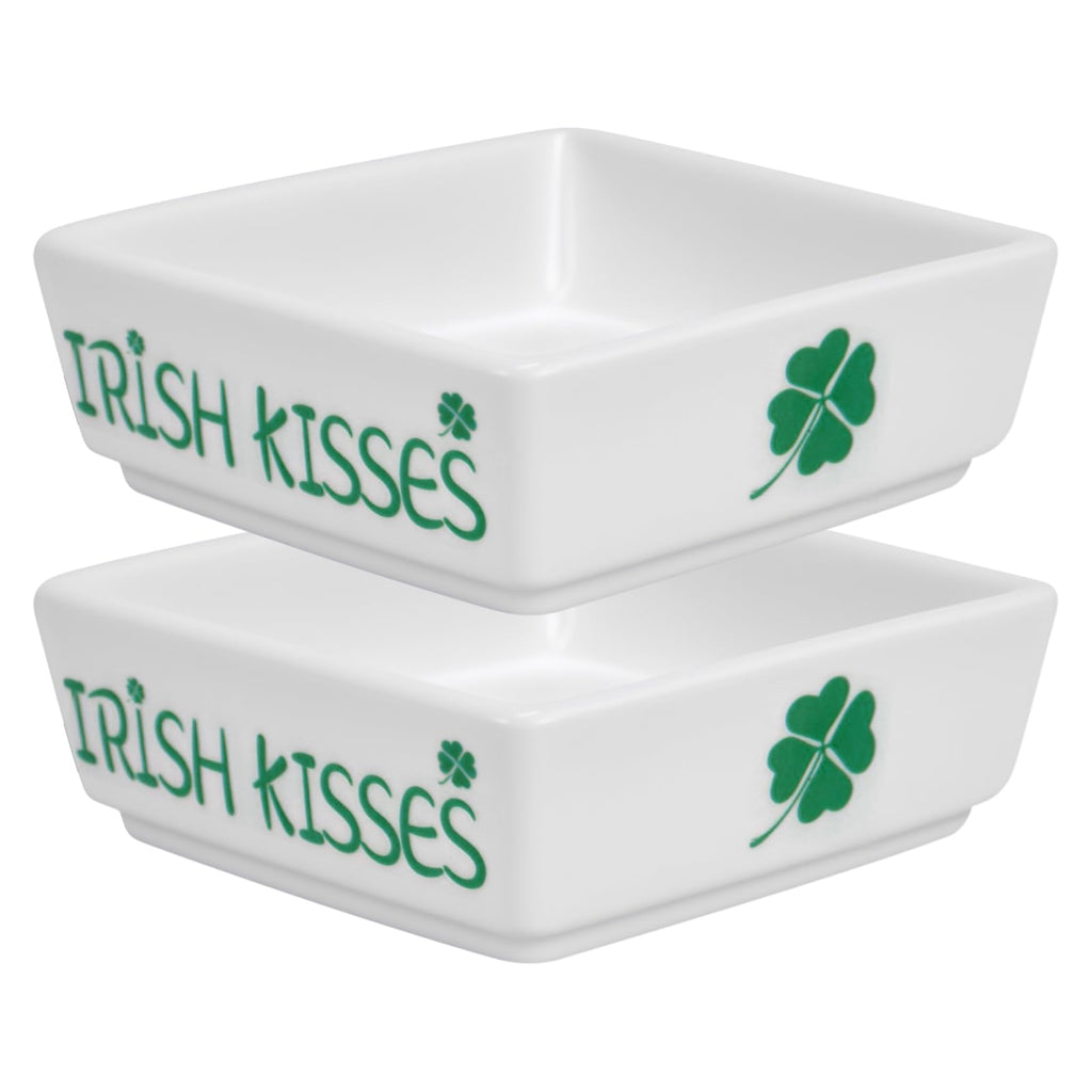ISTOOLL St Patricks Day Decorations-2pcs Ceramics St Patrick's Day Candy Dish-St Patrick's Candy Storage for Home Kitchen Tiered Tray Table Party Centerpieces Decor