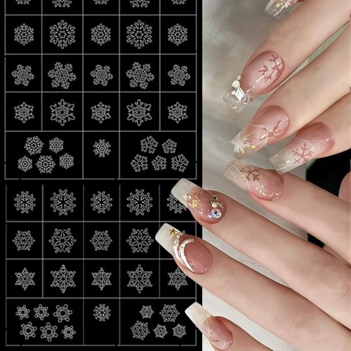 SHUXILIN 6 Sheets Christmas Nail Stencils Self-Adhesive Decals