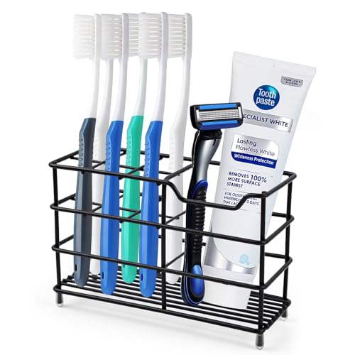 Stainless Steel Bathroom Toothbrush Holder with 4 Slots - Rustproof Organizer for Kids & Adults