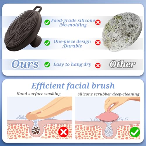 GEENOA Silicone Face Scrubber & Exfoliator Brush with Soft Bristles - Gray