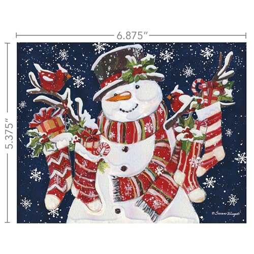 Small Christmas Greeting Card Pack of 2 - Snowman & Stockings Holiday Cards