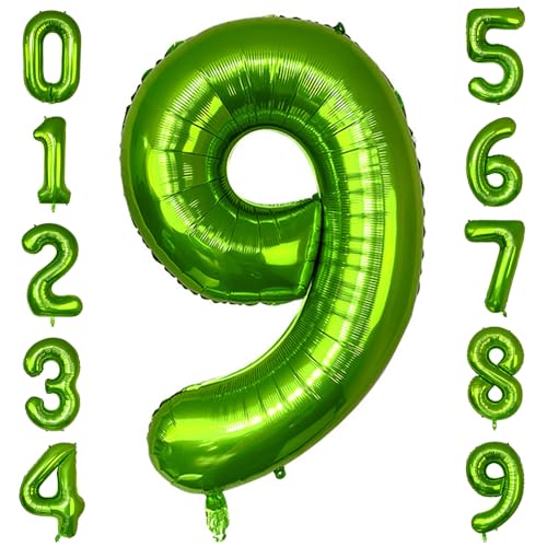 40 Inch Green Number 9 Balloon - Foil Mylar for Parties & Events