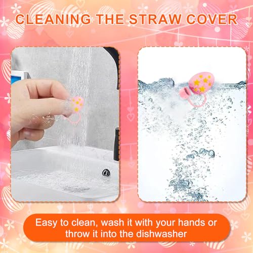 Easter Straw Covers for Stanley Cup - 4 Pack Silicone Dust Protectors
