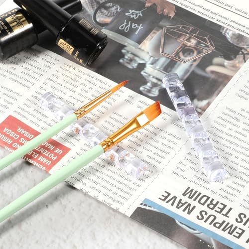 2 Pack Acrylic Nail Art Brush Holder Transparent Crystal Pen Stand