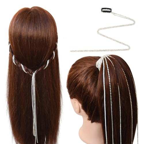 Rhinestone Hair Chains Silver Clip-In Tassel Hair Jewelry 2 Pcs