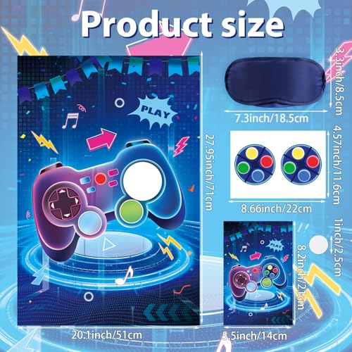 Video Game Party Game Set with Poster and 36 Sticker Pins for Kids Birthday