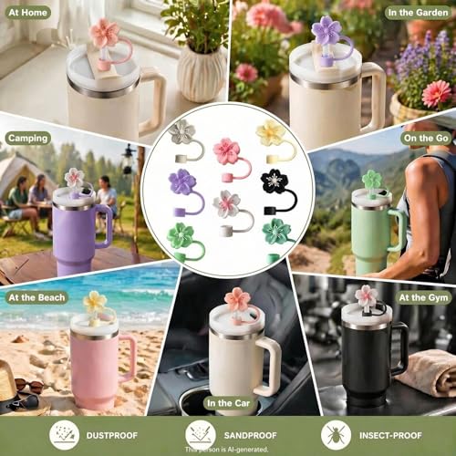 Reusable Silicone Straw Covers for Stanley 30/40oz Tumblers - Dust Proof