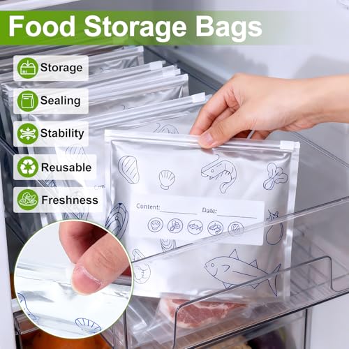 Reusable Aluminum Foil Storage Bags - Sealable, Thick, Food-Grade, 3 Sizes, 30 Pack