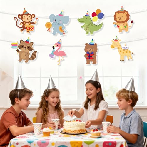 Animal Parade Birthday Banner - Pre-Threaded Hanging Decor