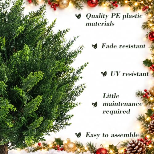 21 Inch 2-Pack Artificial Christmas Cedar Topiary - Outdoor Porch Decor (Variation: 21 Inch - 2pack)