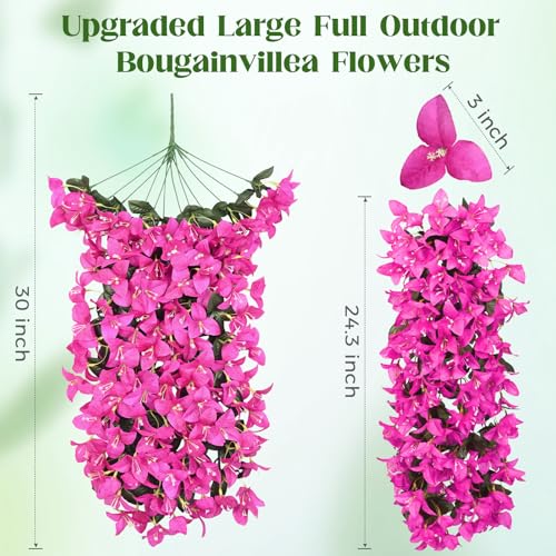 Siyaluens Purple Bougainvillea Artificial Flowers 2 Pcs Outdoor Garden Decor