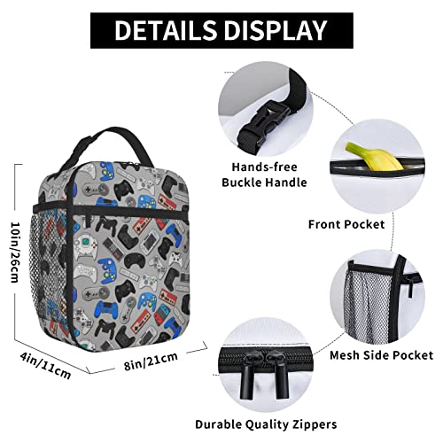 Insulated Video Game Controller Lunch Bag for School, Work, and Travel