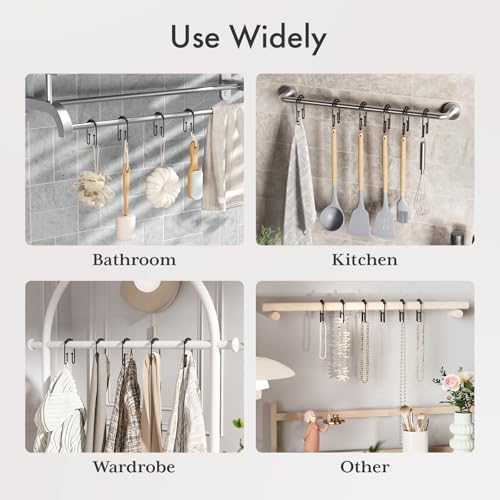 AmazerBath Double Shower Curtain Hooks - Rust Proof Matte Black Rings (12pk)