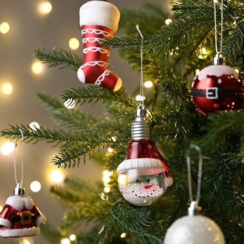 Christmas Ornaments Set - Red & White Shatterproof Holiday Decor, Bulk 225 Count