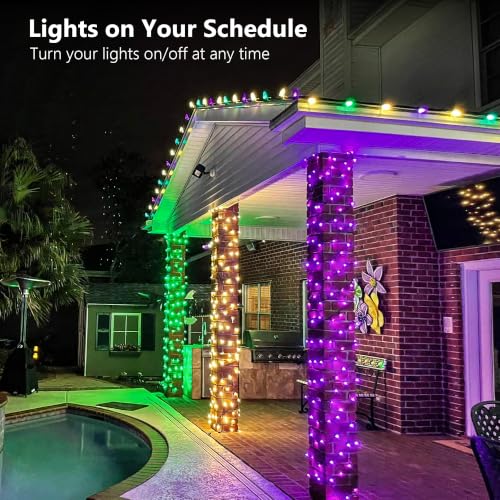 RGB Wi-Fi Smart String Lights - 100 LED 33 Ft Orange & Purple Halloween Lighting with USB-C