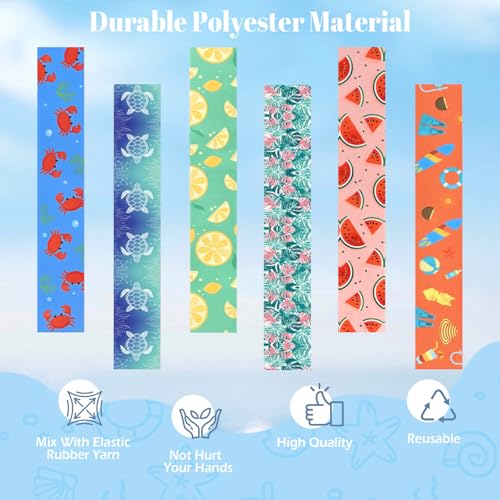 WD&CD 6 Pack Colorful Towel Bands for Beach Chairs - Sandproof & Wind-Resistant
