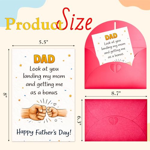 Funny Father's Day Card for Stepdad & Dad - 5.5"x8" Blank Greeting Card