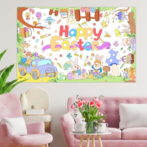 Giant Easter Coloring Poster & Tablecloth - 53x33 Inch Fun