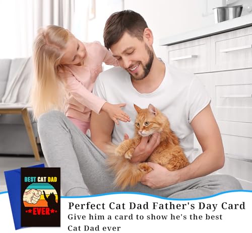 Funny Cat Dad Father's Day Card - 4x6 Greeting Card with Envelope
