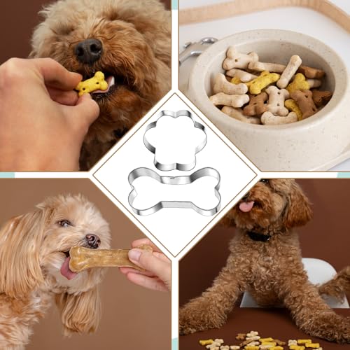 6-Piece Stainless Steel Dog Bone and Paw Print Cookie Cutter Set