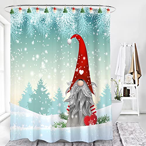 HELORAY Christmas Shower Curtain Hooks - Rust-Proof Metal Rings, Set of 12