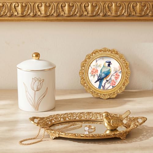 3x3 Round Vintage Picture Frame, Antique Bronze Ornate Mini Photo Frame