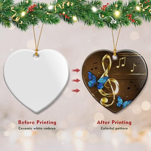 Musical Note Christmas Ornaments - Handmade Ceramic Holiday Decor