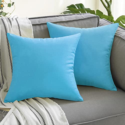 Outdoor Waterproof Pillow Covers 18x18 Set of 2 - Sky Blue