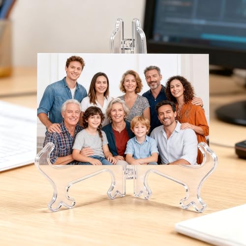 2 Pcs 10-Inch Clear Plastic Plate and Photo Display Stands - Wahijihe