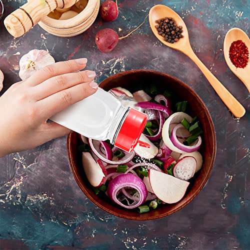 9.5 Oz Plastic Spice Jars with Red Caps - 6 Pack for Herbs & Spices