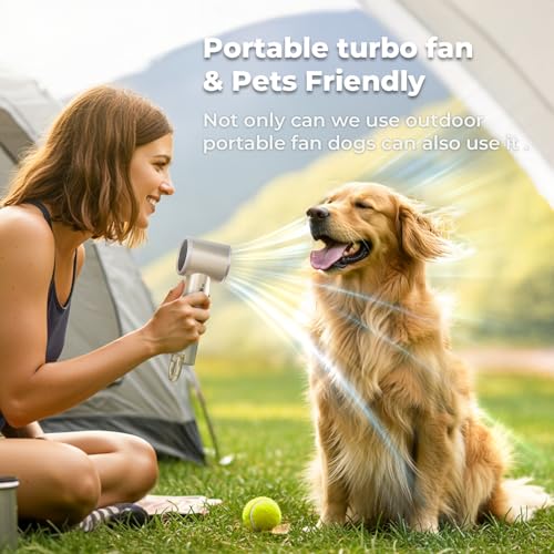 Xyphora Portable Handheld Turbo Fan - 5000mAh, 100 Speeds, Champagne