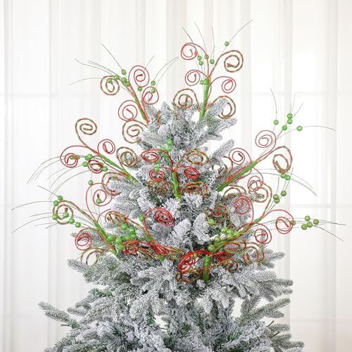 Gejoy Twisted Christmas Tree Picks & Sprays 16 Inch Holiday Decorations - Set of 9