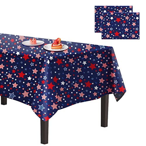Navy Blue 4th of July Tablecloth, 54x108 Inch, 2 Pack