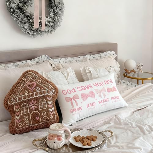 Pink 12x20 Throw Pillow Cover with Bow - Decorative Home Accent