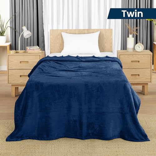 Utopia Bedding Twin Fleece Blanket - Ultra Soft Navy Microfiber 60x80 Inch