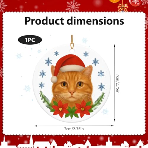 Ziyutam Ceramic Cat Christmas Ornament Funny Holiday Tree Hanging Decor