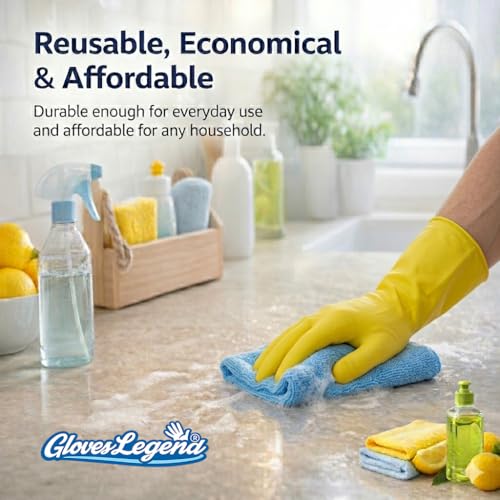 Yellow Reusable Dishwashing Gloves - Medium Size, 3 Pairs